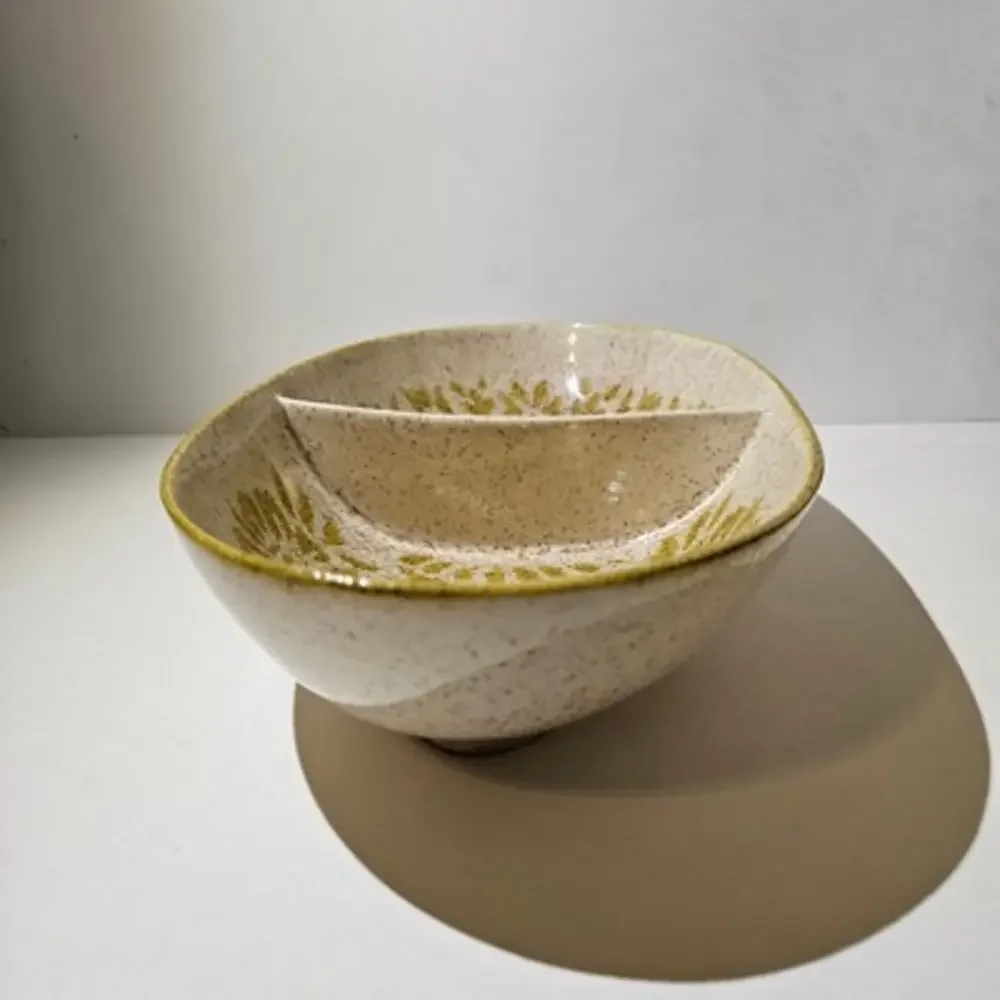 Vintage 60s Red Wing Damask Divided Vegetable Serving Dish‎ Oval 12
